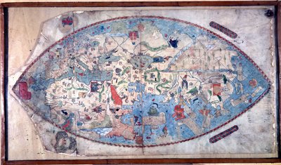 Paolo Toscanelli (1397 - 1497) világtérképe. 1457. Ez a térkép a Föld európai képét ábrázolja a nagy kontinensek felfedezése előtt. Library Nazionale Firenze alkotó: Paolo Toscanelli