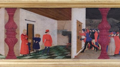 Predella a gazdatest meggyalázásáról, részlet alkotó: Paolo Uccello