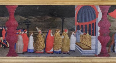 Predella a gazdatest meggyalázásáról, részlet alkotó: Paolo Uccello