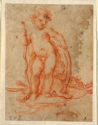 Rajz, Ámor és címeres trófea terve, 1710-28 alkotó: Paolo de Mattheis