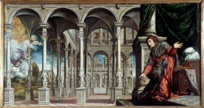 Angyali Üdvözlet. Paris Bordon vagy Bordone festménye (1500-1571) alkotó: Paris Bordone