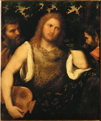 Apolló Marsyas és Midas között (festmény vászonra) alkotó: Paris Bordone