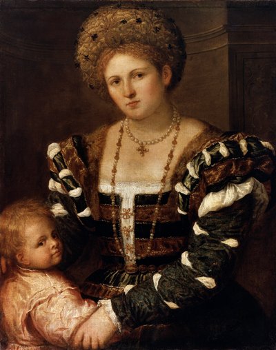 Hölgy portréja fiúval, 1530-as évek alkotó: Paris Bordone