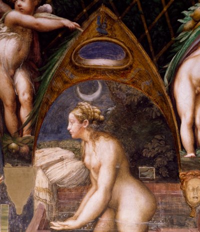 Diana belemerül a tavaszba, a Diana mítoszából és az Actaeonból alkotó: Parmigianino