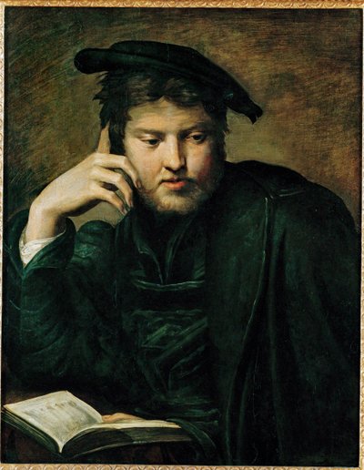 Férfi könyvvel, korai munka ... alkotó: Parmigianino (1503 40)