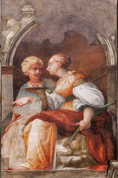 Szent Lucia és Szent Apollónia, 1523 körül (freskó) alkotó: Parmigianino