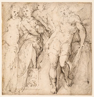 Négy alaktanulmány (rekto) alkotó: Parmigianino