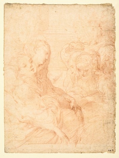 Nők csoportja (recto) alkotó: Parmigianino