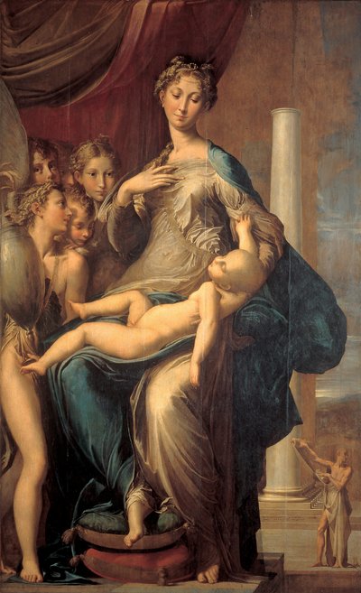 Madonna hosszú nyakkal (Madonna hosszú nyakkal), Girolamo Fra Mazzola dit PARMIGIANINO festménye alkotó: Parmigianino