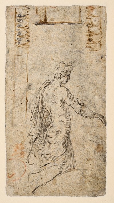 Tanulmány egy térdelő fiatalemberről (fordítva) alkotó: Parmigianino