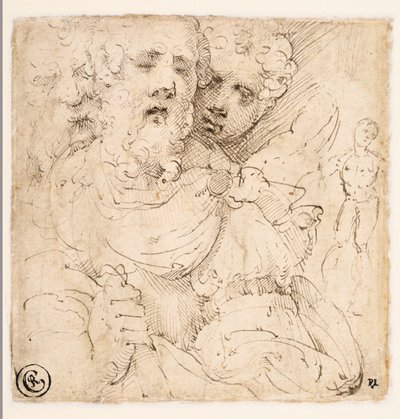 Arcok és álló alak tanulmányozása (fordítva) alkotó: Parmigianino