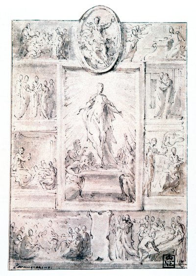 Összetételi vázlat, c1513-1540 alkotó: Parmigianino