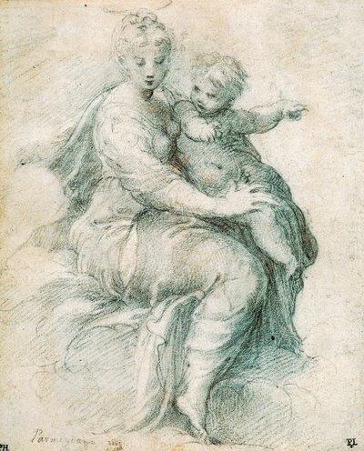Madonna és gyermek a felhőkön, c1525. alkotó: Parmigianino