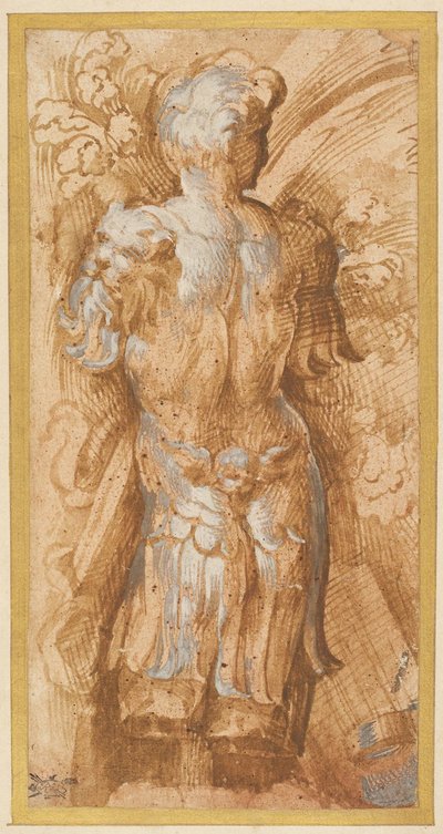 Männlicher Torso in Rüstung von hinten gesehen: Studie für Soffit-Dekoration in San Giovanni Evangelista alkotó: Parmigianino