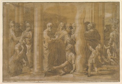 Szent Péter és János betegek gyógyítása, 16. század eleje. alkotó: Parmigianino