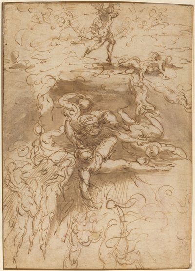 A lázadó angyalok bukása [recto] alkotó: Parmigianino