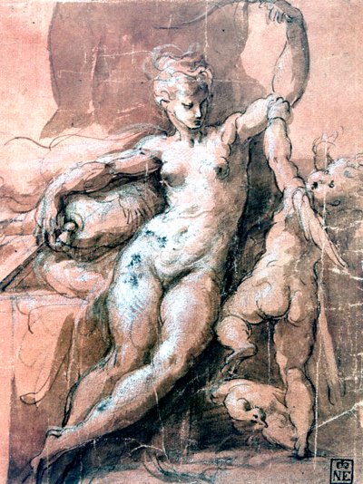 Vénusz és gyermek, c1513-1540 alkotó: Parmigianino