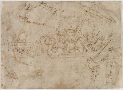 Navicella recto Két hajórajz verso, c. 1410-es évek. alkotó: Parri Spinelli