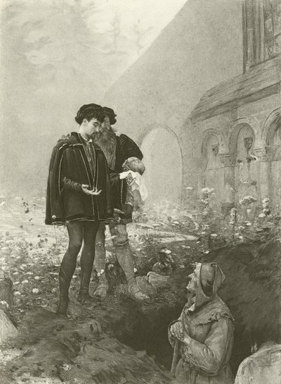 Hamlet és a sírásó (metszet) alkotó: Pascal Adolphe Jean Dagnan Bouveret