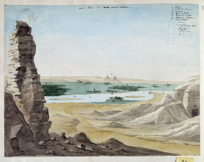 A Kattan-hegyről készült kilátás. Egyiptom. Pascal Coste (1787-1879) 1818-as rajza, Mediterrán Régészeti Múzeum, Marseille alkotó: Pascal Xavier (after) Coste
