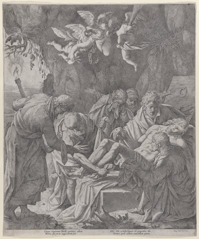 Krisztust a sírba fektetik, miközben a Szűz ott áll és sírva áll mögötte, 1600-30., 1600-30. alkotó: Pasquale Ottino