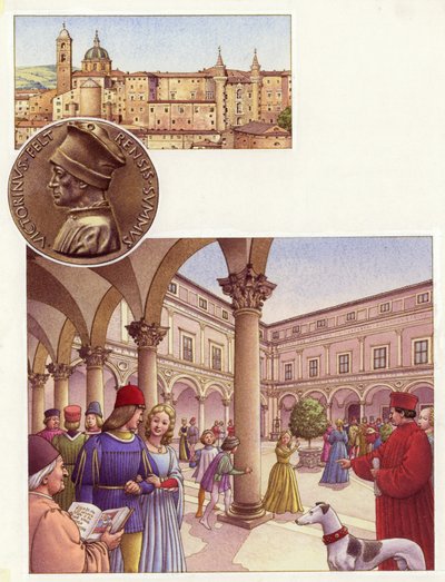 Hof des Herzogspalastes in Urbino von Pat (1907-95) Nicolle