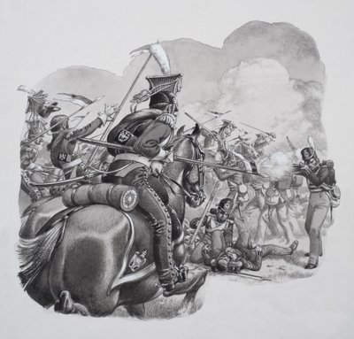 Könnyűlovasság (gouache, papír) alkotó: Pat (1907-95) Nicolle