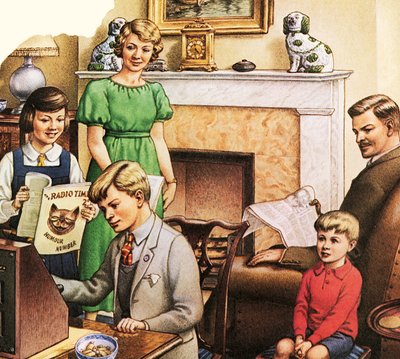 Zuhören bei der Kinderstunde von Pat (1907-95) Nicolle