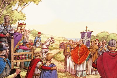 Szent Ágoston megérkezik Angliába alkotó: Pat (1907-95) Nicolle