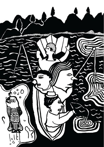 Halfogás, 2014 (tus és ecset) alkotó: Pat Macdonald
