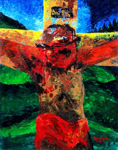 Keresztre feszítés – kész, 2009 (akril, vászon) alkotó: Patricia Brintle