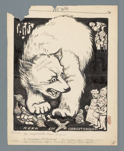 Az orosz medve lerombolja a templomokat The Unlicked Bear (cím a tárgyon) alkotó: Patricq Kroon