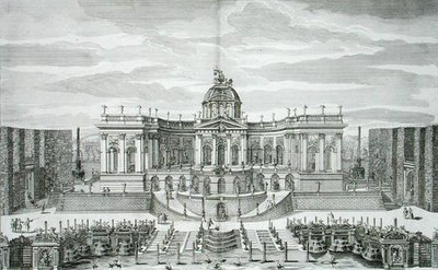 The Great Grotto and the Fountain Garden at the Princely Pleasure Palace and Gardens, Berlin, metszett Johann August Corvinus (1683-1738), kiadva 1711-16 körül (metszet) alkotó: Paul Decker