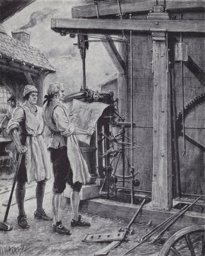 James Watt a gőzgépen dolgozik alkotó: Paul (after) Hardy