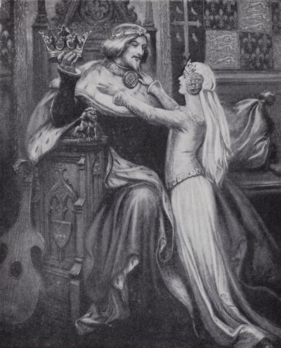 Richard király a fiatal Valois Izabellával (litho) alkotó: Paul (after) Hardy