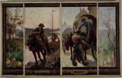 Saint-Maur-des-Fossés városháza vázlata: Halage - Kertészkedés a piacon alkotó: Paul Albert Baudouin