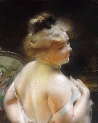 nő egy gyöngy nyaklánc; Femme au Collier de Perles, alkotó: Paul Albert Besnard