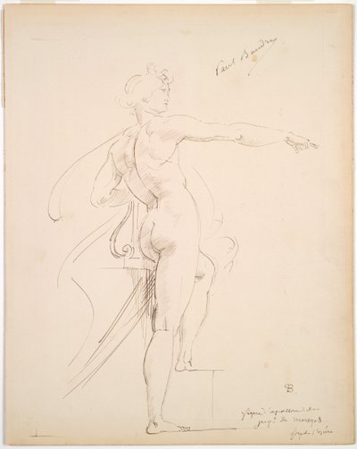 Apollo-tanulmány Marsyas számára (recto); Arc a profilban (fordítva) alkotó: Paul Baudry