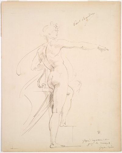 Apollo tanulmánya Marsyas recto számára, Arc a profilban verso, 1860-as évek vége. alkotó: Paul Baudry