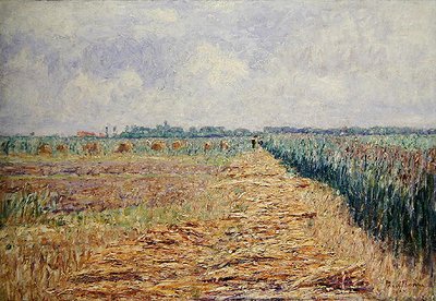Lapos holland táj nyári ég alatt tiszta fehér felhőkkel, 1890 körül (olaj, vászon) alkotó: Paul Baum
