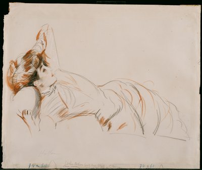 Elegáns hölgy fekve alkotó: Paul Cesar Helleu