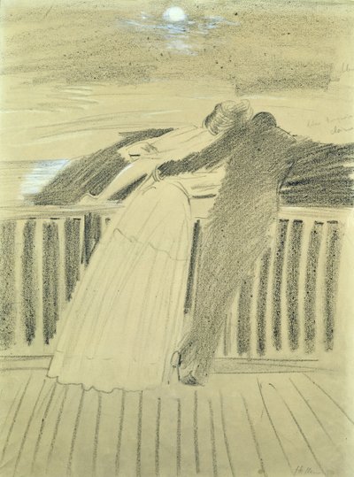 Jeanne Hugo és Jean Charcot a Hauteville House-ban, Guernsey-ben (pasztell, papíron) alkotó: Paul Cesar Helleu