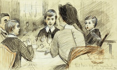 La Center de la Famille: Családi vacsora a Ritzben, New York, 1920 alkotó: Paul Cesar Helleu