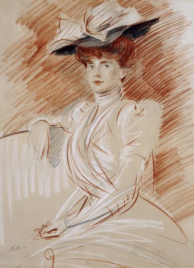 Madame Helleu kalapban, alkotó: Paul Cesar Helleu