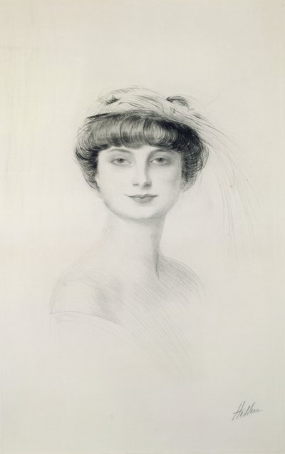 Anna de Noailles (1876-1933) portréja (gipszmetszet, papír) alkotó: Paul Cesar Helleu
