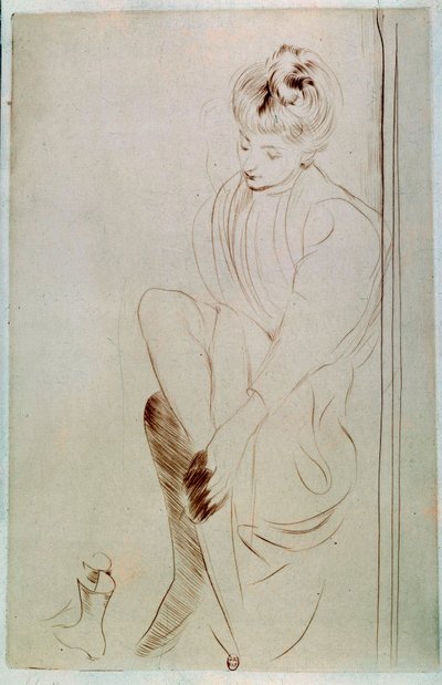 Fiatal nő, rajz a la sanguine, Paul Helleu (1859-1927) 20. századi Párizs, B.N. alkotó: Paul Cesar Helleu