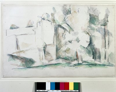 Ház a fák között. Paul Cezanne (1839-1906) festménye alkotó: Paul Cézanne