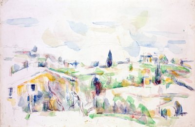 Provence-i táj - Cezanne, Paul (1839-1906) - 1895-1900 - Akvarell papíron - 31,3x47,8 cm- Szepmuveszeti Múzeum, Budapest alkotó: Paul Cézanne