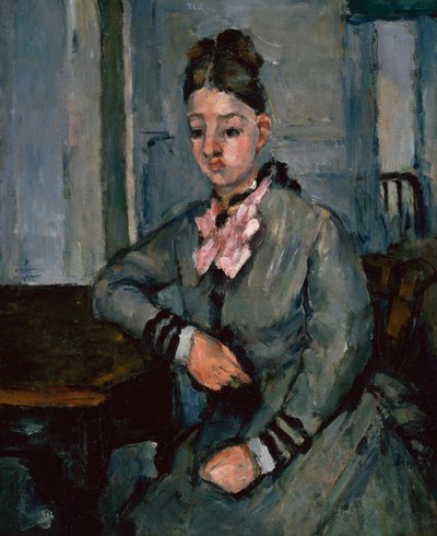 Madame Cezanne asztalra támaszkodva, 1873 körül (olaj, vászon) alkotó: Paul Cézanne