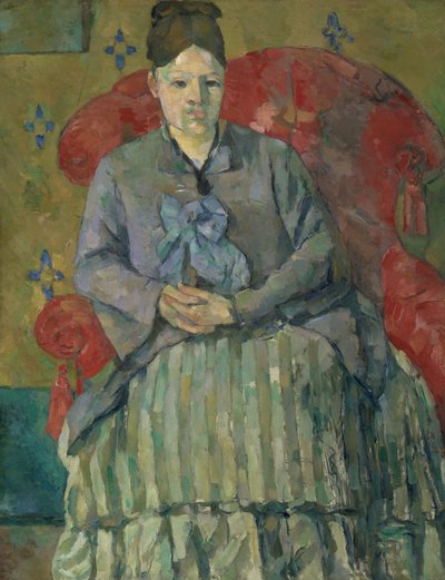 Madame Cézanne egy piros karosszékben alkotó: Paul Cézanne